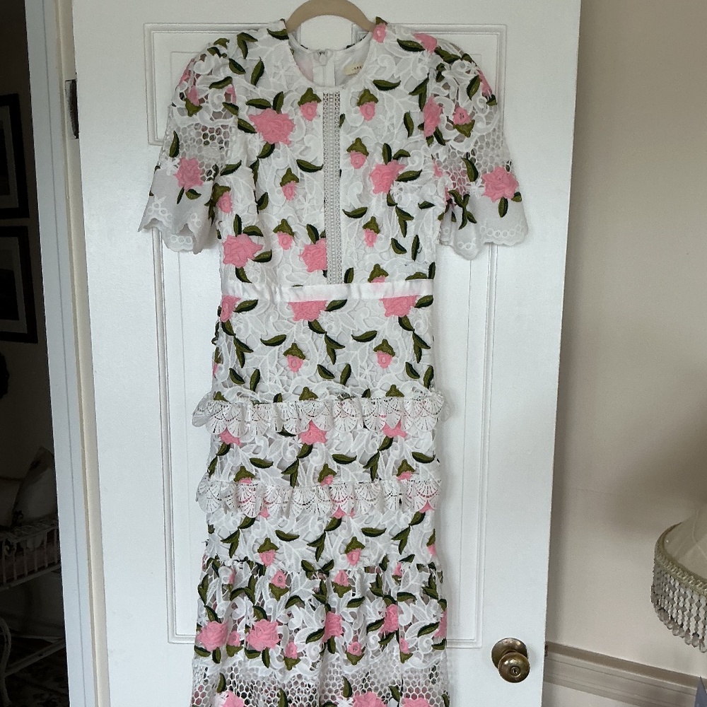 Pink Floral Lace Summer Dress